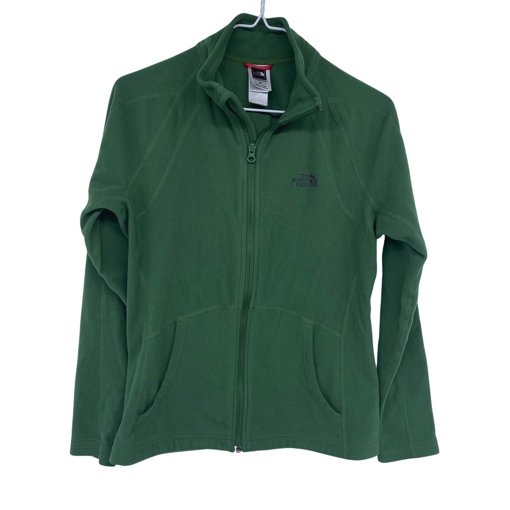 Green The North Face Full Zip Fleece Jacket Womens Small Polyester Outdoors